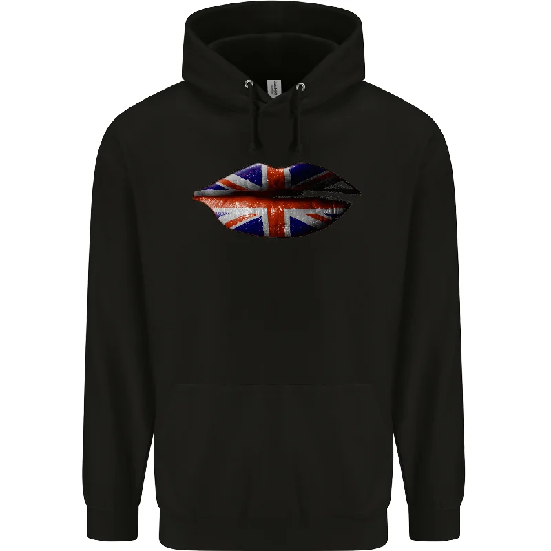Limited Time Union Jack Flag Lips the UK Great Britain Mens 80% Cotton Hoodie