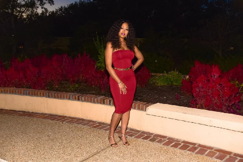 Now or Never Ladies First Strapless Tube Dress in Wine