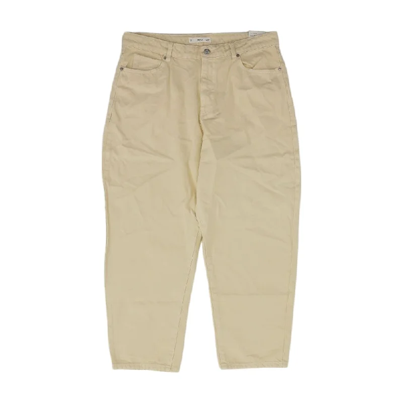 Exclusive Savings Beige Solid High Rise Wide Leg Jeans