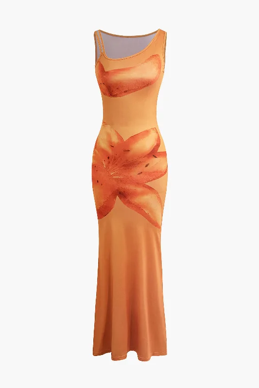 Super Sale Lily Print Tank Maxi Dress