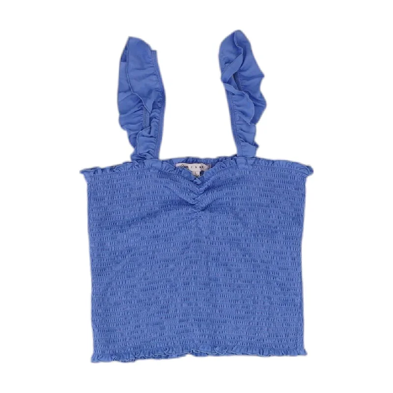 Early Bird Discount Blue Solid Cropped Tank