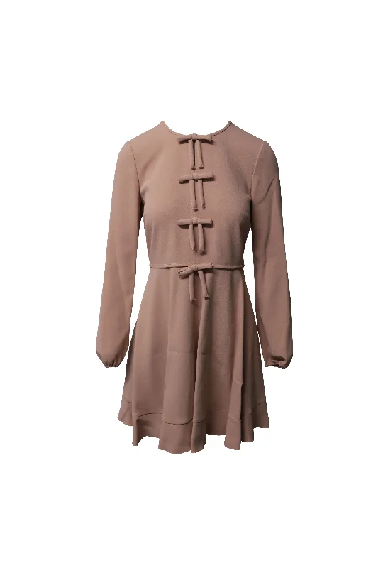 Don't Miss Red Valentino Stretch Frisottine Dress With Bow Detailing in Pink Acetate