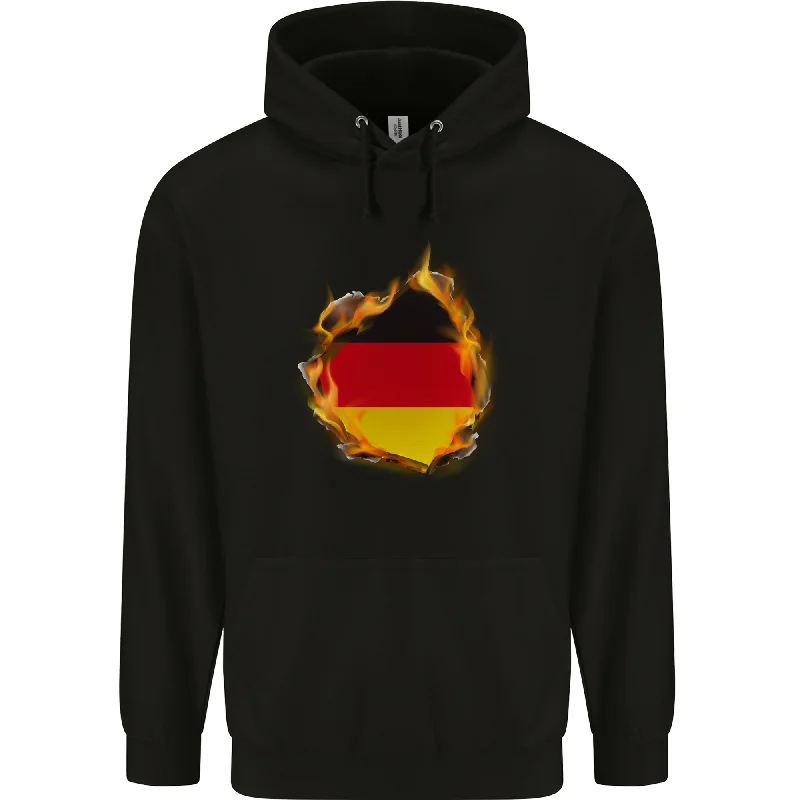 Price Meltdown The German Flag Fire Effect Germany Mens 80% Cotton Hoodie