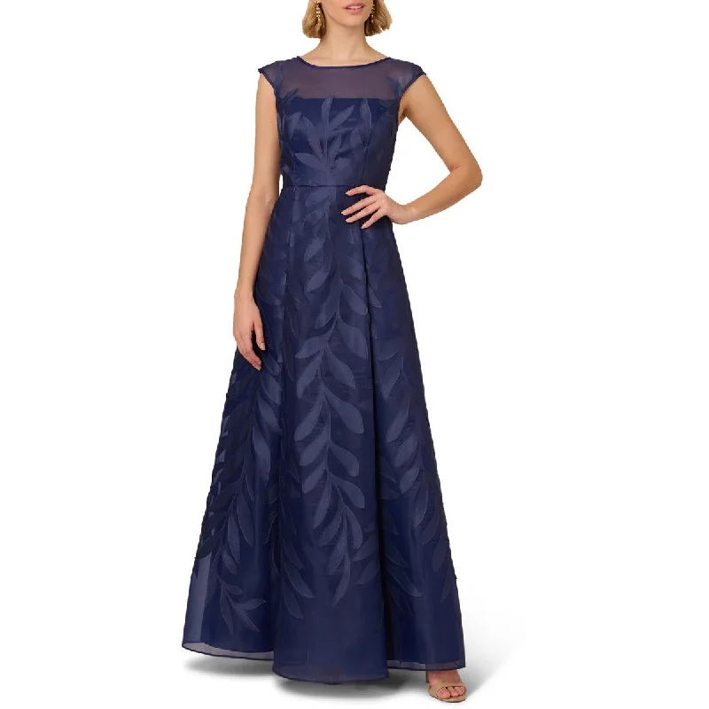 Midnight Madness Womens Organza Applique Evening Dress