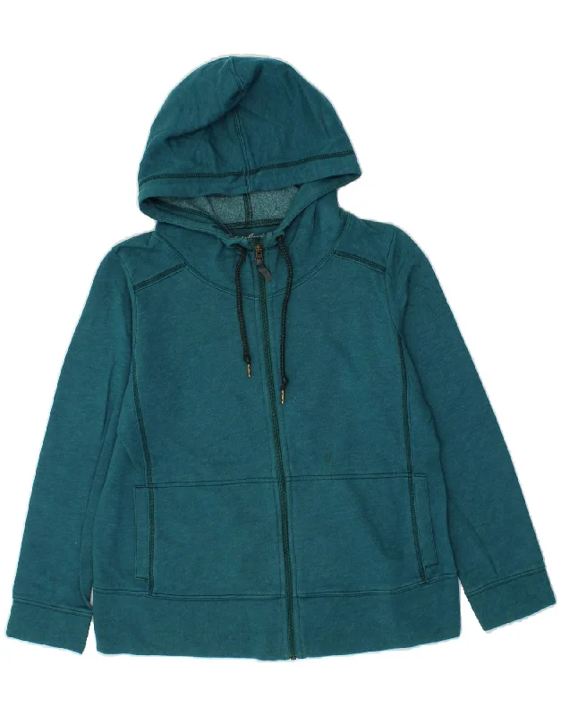 Value Deals EDDIE BAUER Womens Zip Hoodie Sweater UK 16 Large Turquoise Cotton