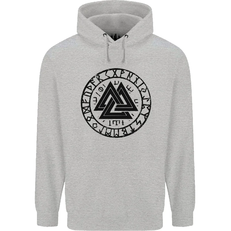 Time-Limited Offer Valknut Circle With Viking Text Black Print Mens 80% Cotton Hoodie