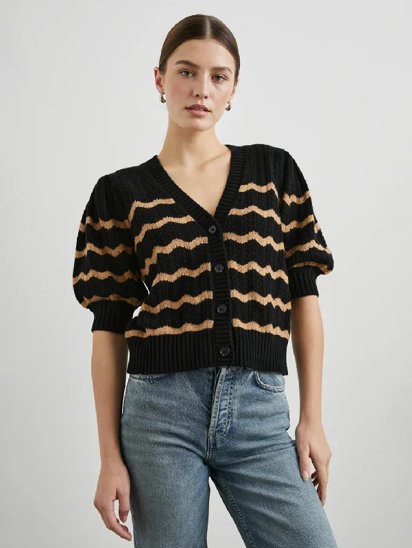 Reduced Prices Isla Cardigan - Black Camel Stripe