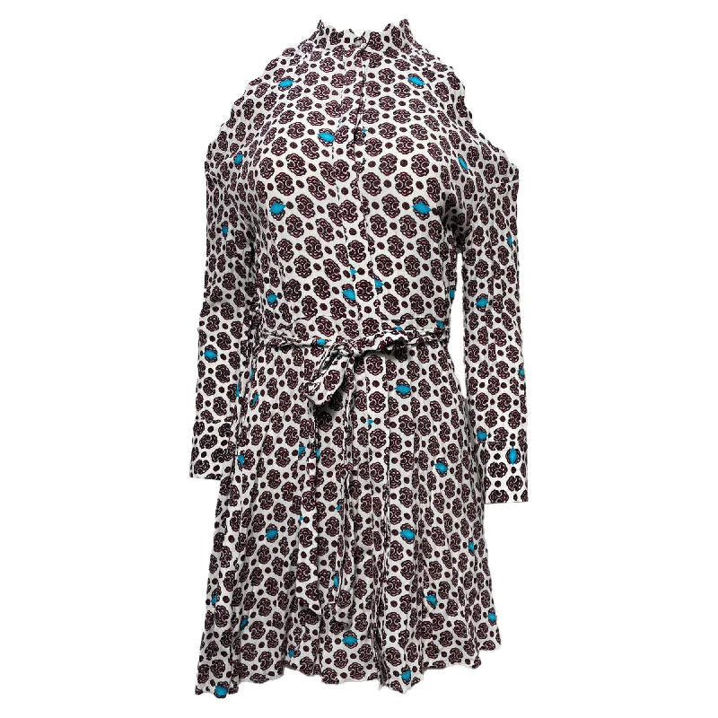 Exclusive Online Offer Maje Ralinka Cold Shoulder Button Down Mini Dress in Multicolor Viscose
