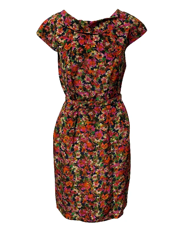 Major Savings Erdem Belted Dress in Floral Print SIlk