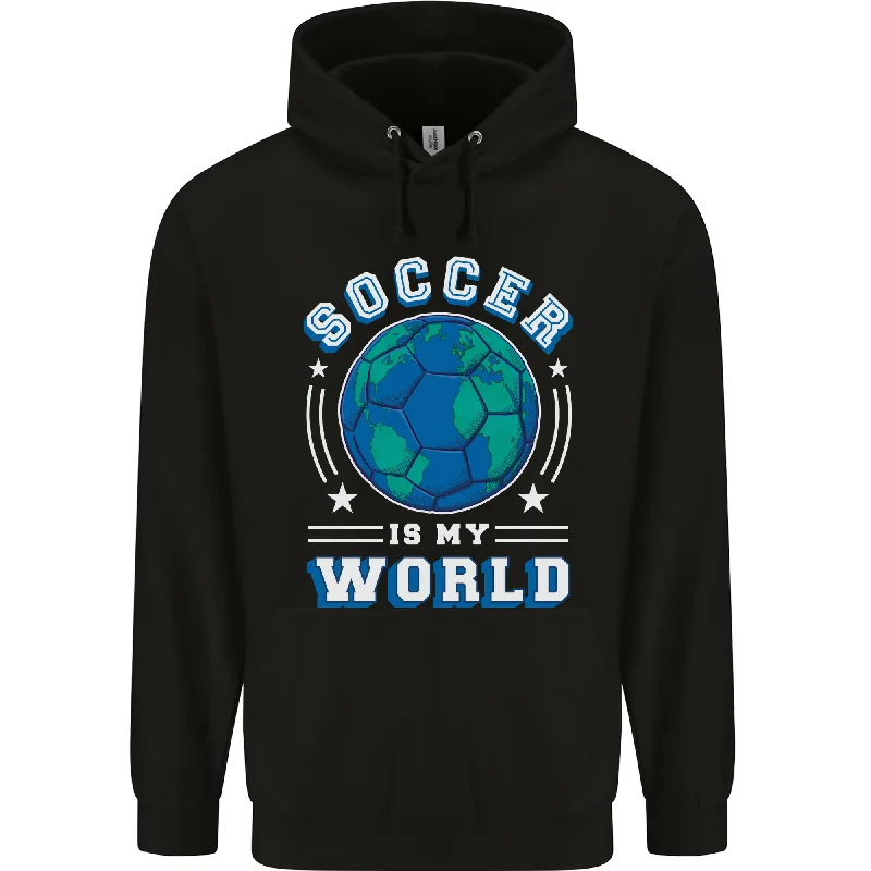Exclusive Deal Soccer is My World Football Mens 80% Cotton Hoodie