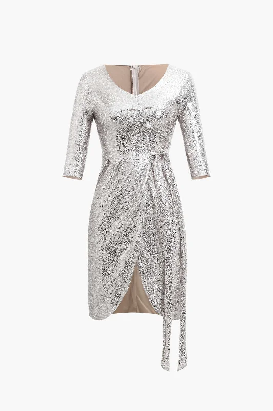 One-DAY Sale Sequin Pleated Mini Dress