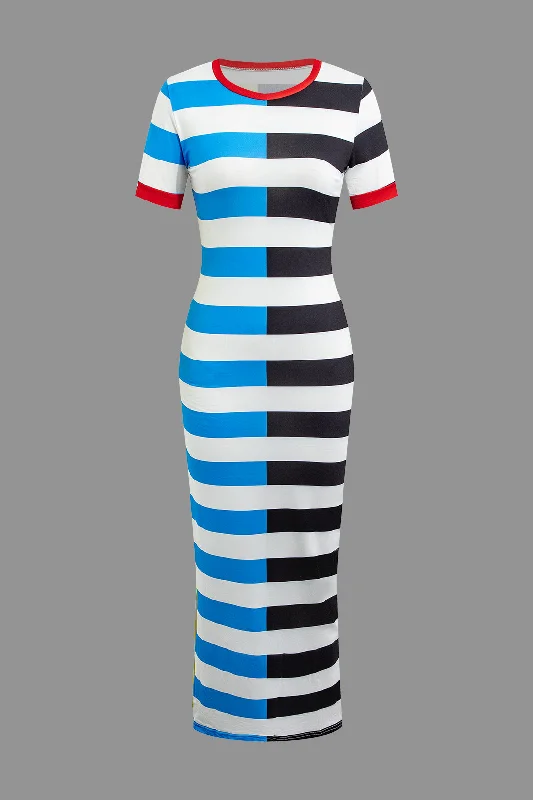 Special Savings Contrast Striped Maxi Dress