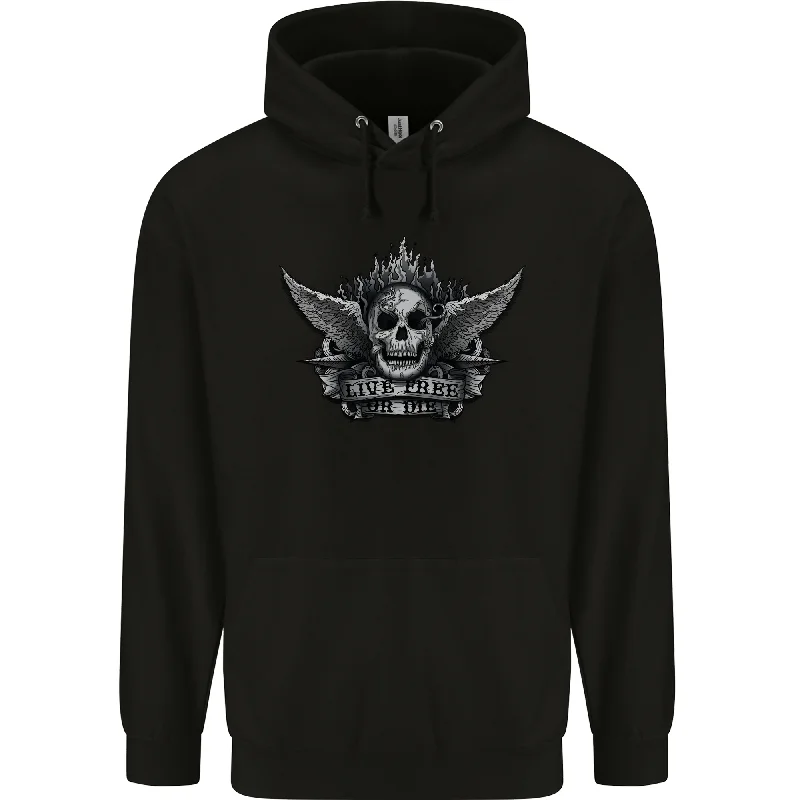 Take Advantage Skull Live Free or Die Mens 80% Cotton Hoodie