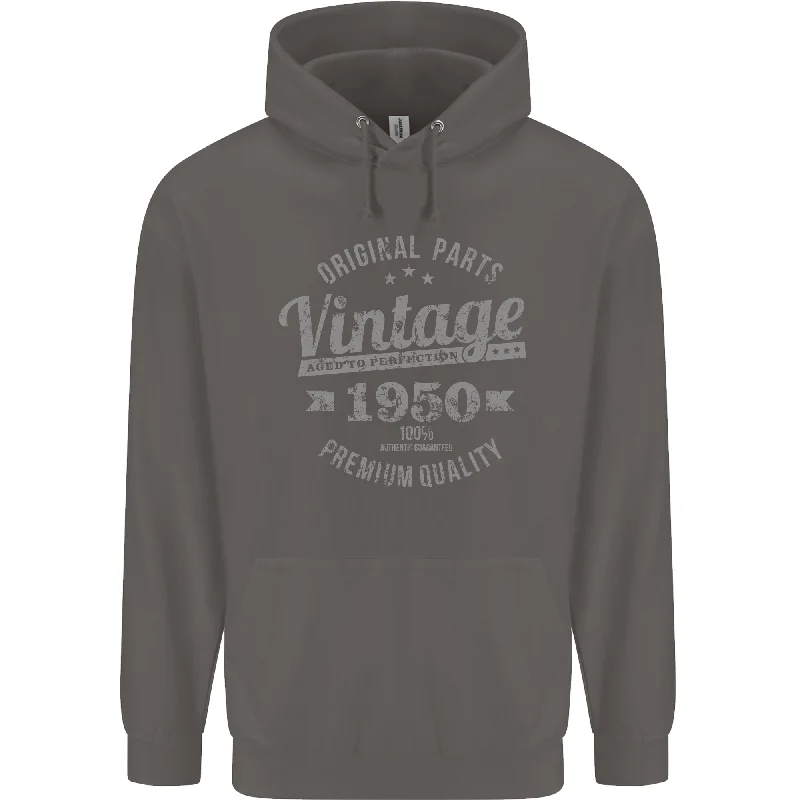 Big Discounts Vintage Year 74th Birthday 1950 Mens 80% Cotton Hoodie Charcoal