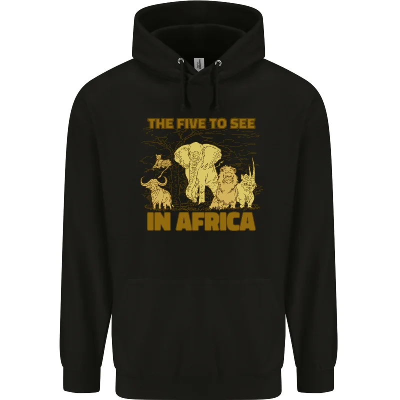 Super Sale The Five to See in Africa Safari Animals Mens 80% Cotton Hoodie
