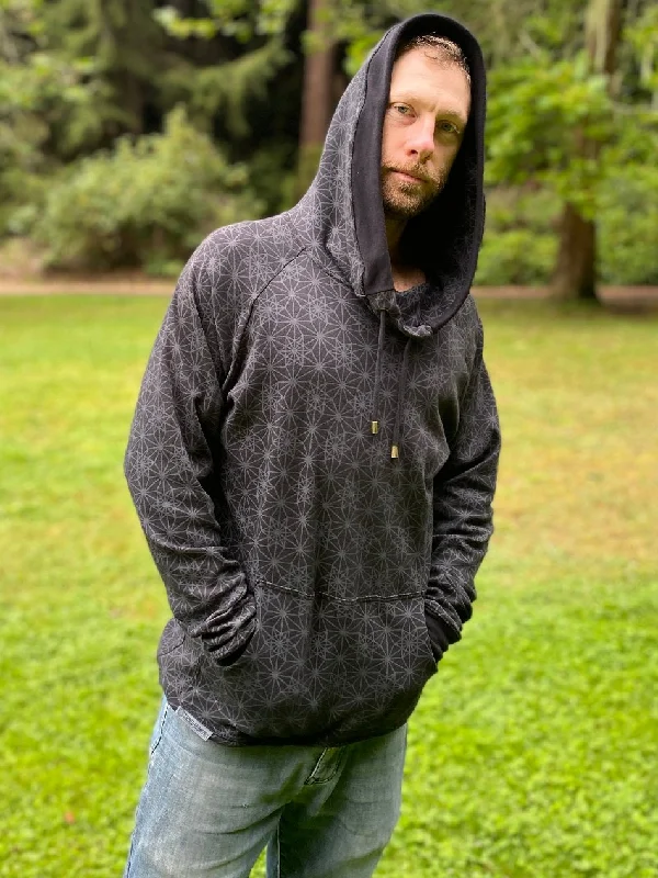 Fantastic Offers Portal Hoodie - Organic Cotton Medium Weight Interlock Jersey Cowl Hood Lengthy Sacred Geometry Pullover