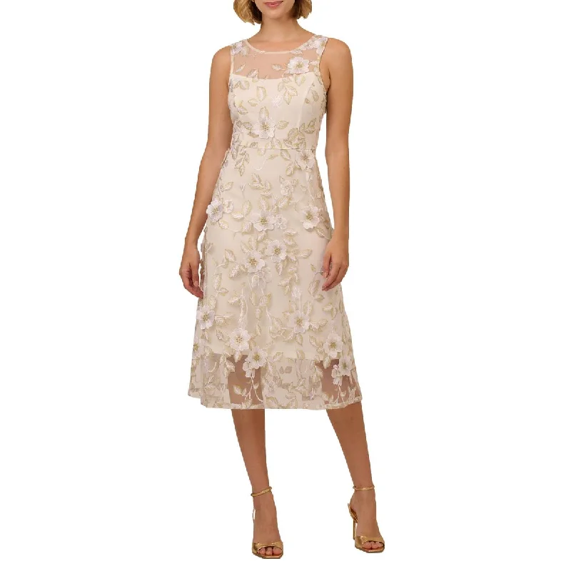 Special Price Womens 3D Floral Embroidery Fit & Flare Dress