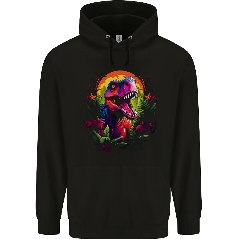 Savings Bonanza Tropical T-Rex in a Forest With a Moon Mens 80% Cotton Hoodie