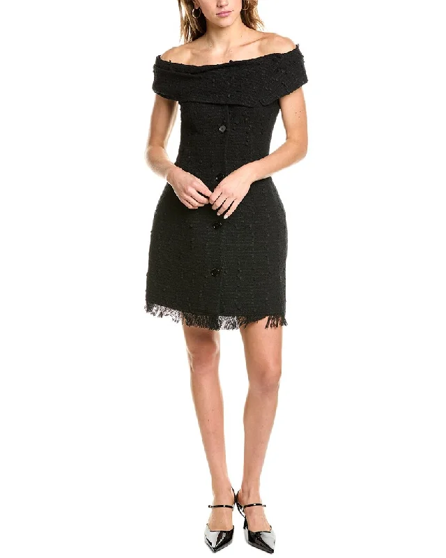 Major Savings Oscar de la Renta Boucle Tweed Silk-Lined Sheath Dress