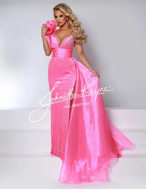 Online Exclusive Johnathan Kayne Overskirt 2 Size 6 Neon Pink One Shoulder Ruffle Pageant Overskirt Organza Formal Accessory