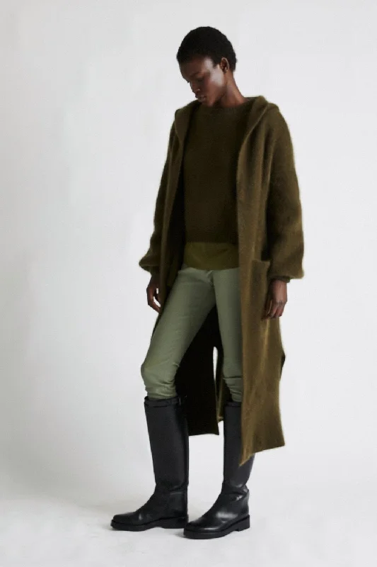 Best Deals + Beryll Cashmere Coat with Hood | Kelp Green