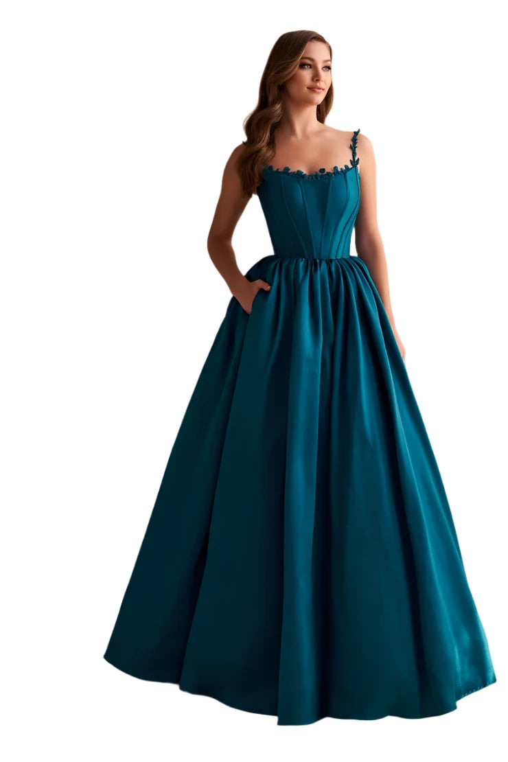 Midnight Madness Ellie Wilde EW36221 Size 24 Teal Long Corset A Line Scoop Ballgown Prom Dress Formal Bridal Guest Couture